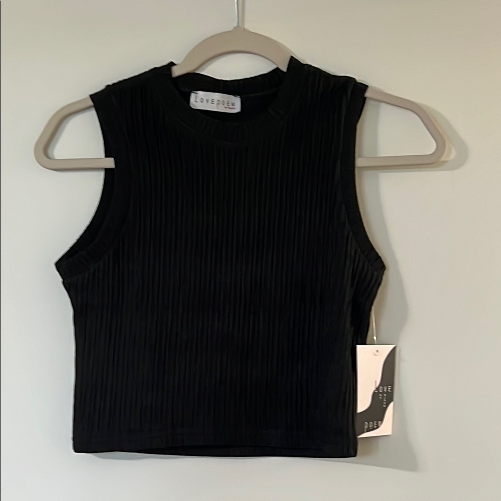 Black Ribbed two piece set- crop top and pants